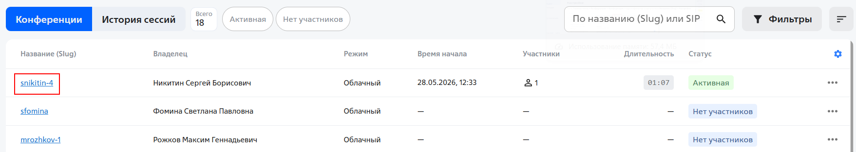 conf list